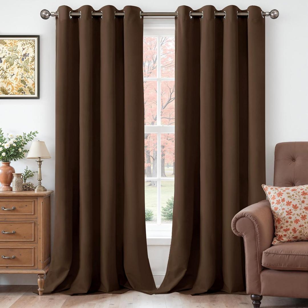 YoungsTex Dark Brown Velvet Curtains 84 Inch Length 2 Panels Set for Living Room, Chocolate Blackout Drapes Thermal Insulated with Grommet Privacy for Dining Bedroom, 2 Panels, 52 X 84 Inch