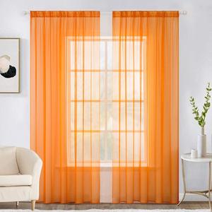 MIULEE 2 Panels Solid Fall Color Sheer Window Curtains Elegant Window Voile Panels/Drapes/Treatment for Bedroom Living Room (54 X 84 Inches Orange)
