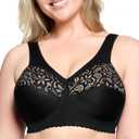 Glamorise Women's Plus Size MagicLift Cotton Support Bra Wirefree #1001 (48I, Black)