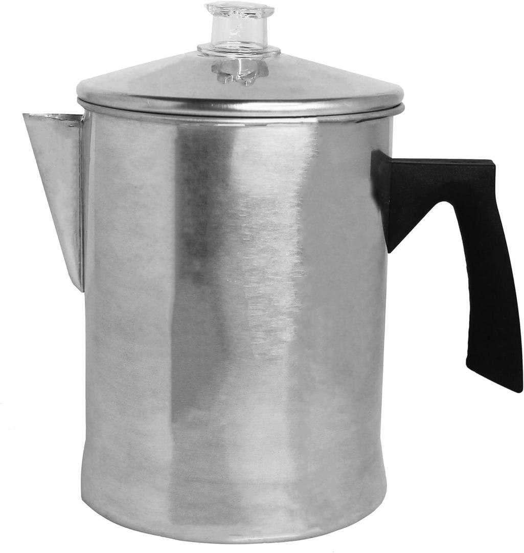 Mirro Aluminum Stove Top Percolator, Brew Coffee On Gas or Electric Stovetop, 9 Cup, Silver