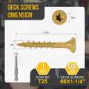 DTGN #8x1-1/4 Deck Screws - 500Pack - Good for Decks, Fences, Frames, Farms, Outdoor Furniture - Carbon Steel Wood Screws Epoxy Coated W/ T25 Torx Star Drive Bit - Tan