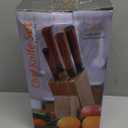 FAMCüTE Japanese Knife Block Set, Hand Forged 5-Layer 9CR18MOV Clad Steel Ultra Sharp Kitchen Knives with Wooden Storage & Rosewood Handle, Includes Chef, Santoku, Nakiri, Fruit Knife for Home Mom/Dad