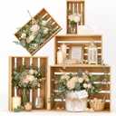 BOY MCOWBOY Wooden Crates for Display 5 Pack Wood Storage Crate for Home Rustic Nested Crates with Handles, Farmhouse Wooden Basket for Storage Container and Decorations