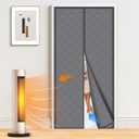 Magnetic Thermal Insulated Door Curtain Temporary Magnetic Screen Door Fits Door Size 36"X80" Thicker Layered Fabric Self Closing Door Curtains with Thicken Cotton for Winter Back/Front Doors
