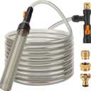 hygger Bucket-Free Aquarium Water Change Kit Metal Faucet Connector Fish Tank Vacuum Siphon Gravel Cleaner with Long Hose 25FT Drain & Fill (25 Foot(Pack of 1))