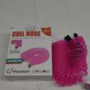 Yereen Coil Garden Hose 25FT, EVA Recoil Garden Hose, Transparent Self-coiling Water Hose with 3/4" Connector Fittings with 7 Function Spray Nozzle, Pink