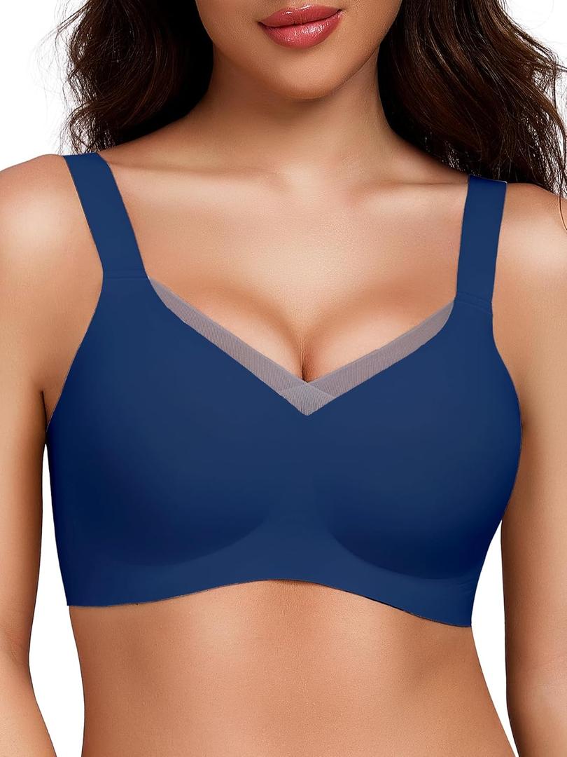 Gailife Crossover Bras for Women No Underwire Wireless Bralettes Seamless Supportive T Shirt Everyday Bras (X-Large, Navy)
