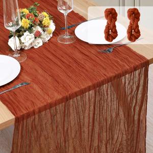 2 Pack Cheesecloth Table Runner 10Ft Christmas Gauze Boho Table Runners for Wedding Decor Bridal Shower Decorations(35" x 120")