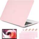 DONGKE Compatible with MacBook Air 13 inch Case 2021 2020 2019 2018 Release Model: M1 A2337 A2179 A1932, Matte Hard Case Cover for MacBook Air 13 inch with Retina Display Touch ID - Solid Pink