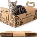 3-Pack Disposable Cat Litter Box, Waterproof & Leak-Resistant Cardboard, Foldable for Travel and Temporary Use, Eco-Friendly with Cute Cartoon Design, Gift for Cat Lovers (Large)