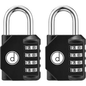4 Digit Combination Locks 2 Pack - Weatherproof Padlock with Code - Combination Lock for Locker, Gym, Outdoor Gate, Storage Shed, Fence Gate & Bike Lock - Keyless, Easy to Set, Reset - New Black