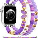 JR.DM Beaded Bracelet Compatible with Apple Watch 40mm 38mm 41mm 42mm Women Kids Girls Preppy Stack Cute Dressy Butterfly Handmade Stretchy Watch Strap for iWatch Series 11/10/9/8/7/SE/6/5/4/3/2/1