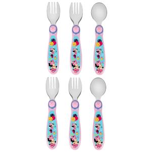 Disney Minnie Mouse Toddler Forks and Spoons Bundle - 6 Pieces - Dishwasher Safe Utensils
