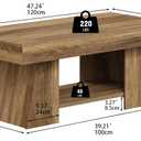 Tohomeor Coffee Table, 47.24" Farmhouse Wooden Rectangular Accent Center Tables with Storage Shelf Thick Base for Living Room, Home Office, Retro Brown, 23.62"D x 47.24"W x 19.69"H