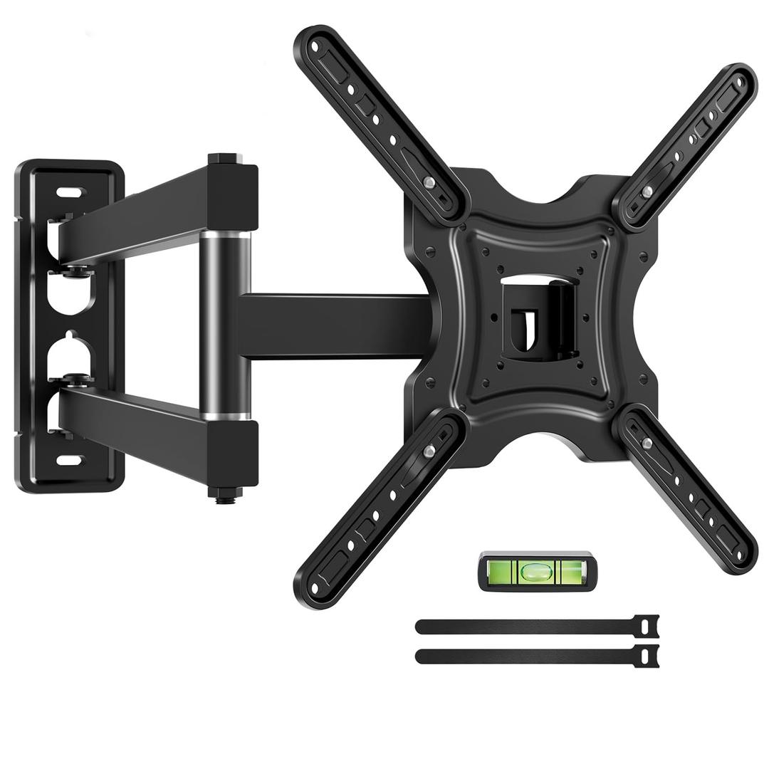 Full Motion TV Wall Mount, TV Mount for 23-55 inch LED TVs Monitors, Bracket with VESA 400x400mm up to 77lbs, Swivel Tilt Extension with Articulating Arms