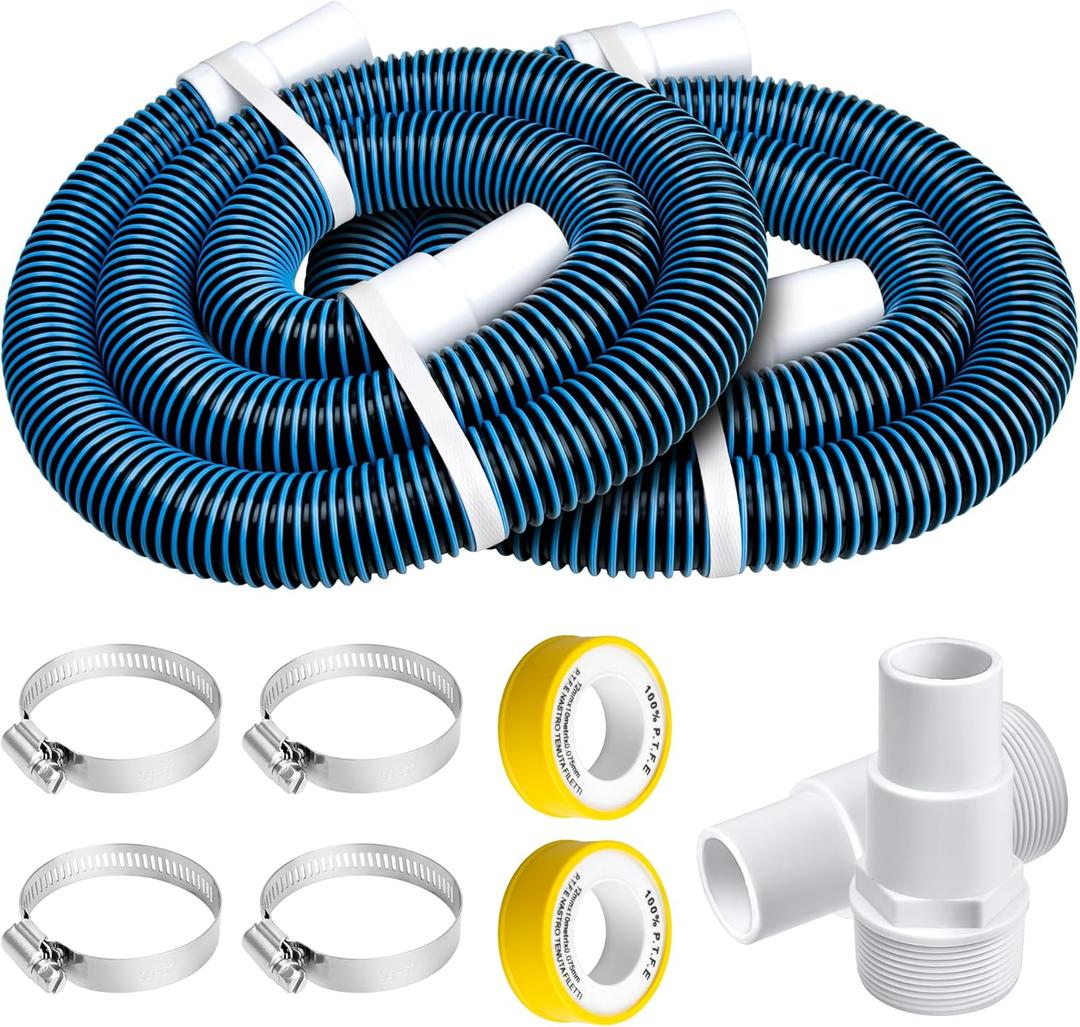 9FT Above Ground Pool Hoses Fits for Hayward Swimming Pool Filter Pump with 1 1/2" Connector Hose Replacement Kit 2 Pack)