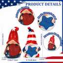 2 x 4th of July Decorations Patriotic Gnome Figurines, Set of 2 Resin Gnome Couple Statues, Red White and Blue Memorial Day Decor for Home Outdoor Garden Tiered Tray Shelf Mantel Desk Tabletop Centerpiece