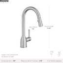 Moen Adler Matte Black One-Handle High Arc Kitchen Sink Faucet with Power Clean, Modern Kitchen Faucet with Pull Down Sprayer, 87233BL