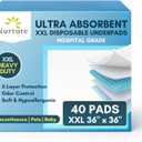 40 XL 36 x 36 Heavy Duty Ultra Absorbent Bed Pads w/ Adhesive by Nurture | Disposable Chux Liners, Underpads, Adult Incontinence Hospital Grade Chucks