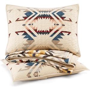 PENDLETON White Sands King/Cal King Quilt Bedding Set with 2 Shams Premium Cotton Lightweight Quilted Bedspread Coverlet for Bed Rustic Home Decor Washable, 110-inch x 96-inch, Beige Diamond Print (Multicolor)