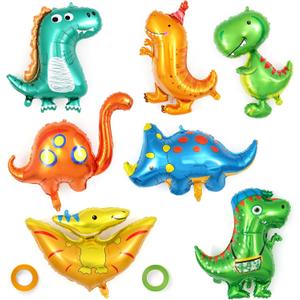 7 Pcs Dinosaur Balloons, Baby Dinosaur Foil Balloons, Giant Dino Animal Mylar Balloons for Dino Animal Birthday Party Decorations Baby Shower Gender Reveal