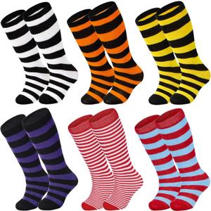 Zando 6 Pairs Youth Soccer Socks Baseball Socks Boys Girls Knee High Socks School Uniform Socks Outdoor Long Tube Socks