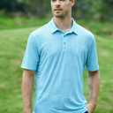 Damipow Premium Golf Shirts for Men Dry Fit Performance Polo Short Sleeve Collared Shirt (Blue, XXXL)