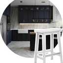 Signature Solid Wood Saddle-Seat Kitchen Counter-Height Stool, 24-Inch Height, White - Set of 2