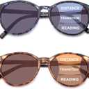 LianSan 2Packs Progressive Multifocus Sunglasses for Women - Ladies Multifocal Sun Readers Reading Glasses with UV Protection