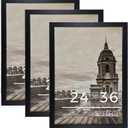 QDSSDECO 24x36 Poster Frame Black Wood Frame with Plexiglass Horizontal and Vertical Formats Hanging on the Wall Display Picture, Set of 3