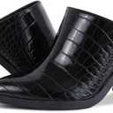 JeimPoey Womens Mules Pumps Point Closed Toe Slip-on Heels Stacked Chunky Block Heel Backless Clogs (10, Black Snake)