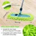 4PCS 14''~16'' Microfiber Dust Mop Pads Compatible with Leifheit 55210,Reusable Mop Refills,Replacent Wet Mopping Pad & Washable Dry Sweeping Cloths for Hardwood Floor/Tile/Marble Cleaning