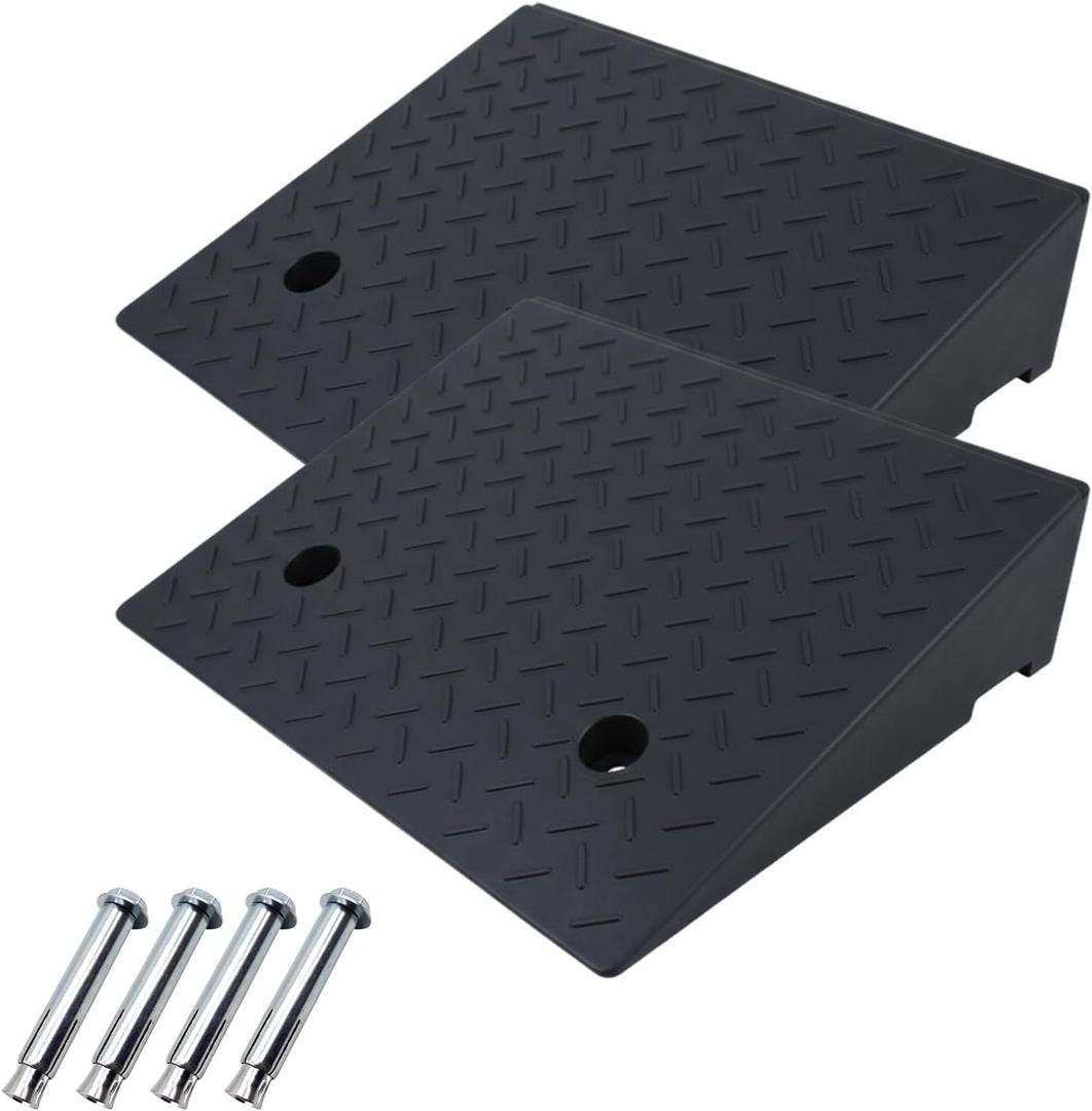 2 Pack 6'' Rise Threshold Ramps, Heavy Duty,11000 LBS Capacitys, Driveway Ramp Car Slope Ramp for Loading Dock Bike Vehicle Warehouse Sidewalk Wheelchair (6" H)