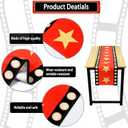 2 Pcs 13 x 72 Inch Movie Night Table Runner with Gold Star Design - Red Carpet Decoration for Birthday Party Suppliesred