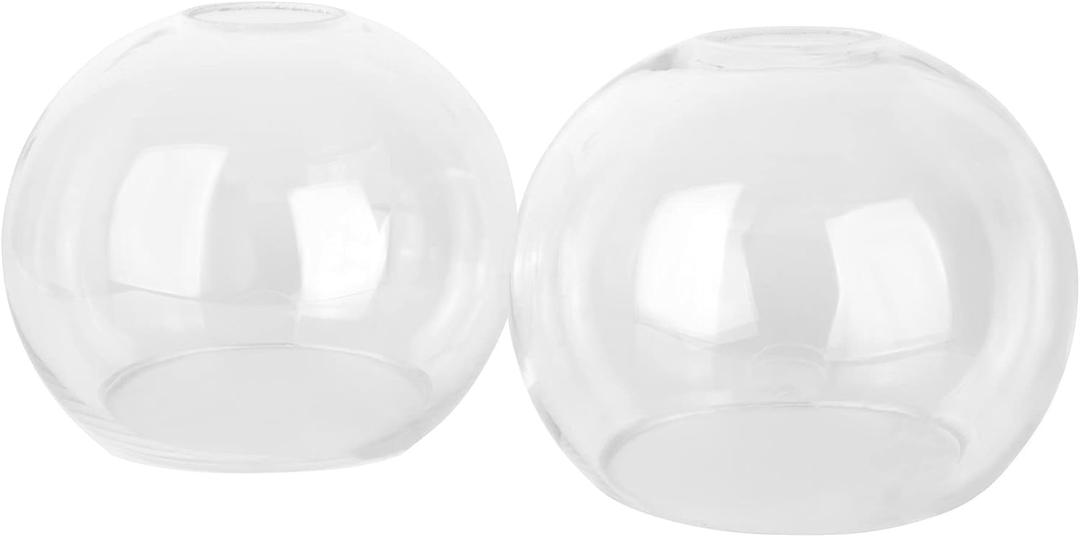 Kira Home Odette 6" Globe Glass Shades, Clear Replacement Glass, 1-5/8" Fitter Opening for Threaded Medium Base Socket, 6" x 5", 2-Pack