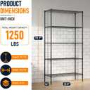FDW | 5-Tier Wire Shelf | 36" x 14" x 72" | Black
Storage Shelves with Adjustable Racks, Holds upto 1250 lbs | Rust-Resistant, No-Tool Assembly | For Home, Garage