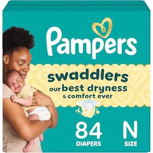 Pampers Swaddlers Diapers, Size 0 (up to 10 lbs), 84 Count, Absorbent, Keeps Baby Dry and Comfortable, Skin Safe Disposable Baby Diaper