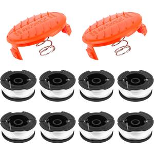10 Pack Weed Eater String Compatible with Black and Decker 0.065" AF-100 Autofeed Replacement Spools 240ft and Black&Decker String Trimmer Spool Trimmers (8-Line Spool + 2 Cap+2 Spring)