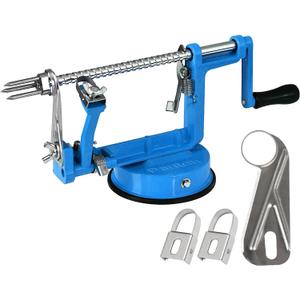 Apple Peeler, Slicer Corer Potato Peelers 3 In 1, Stainless Steel Heavy Duty with Suction Cup Base And 3 Extra Blades (Blue)