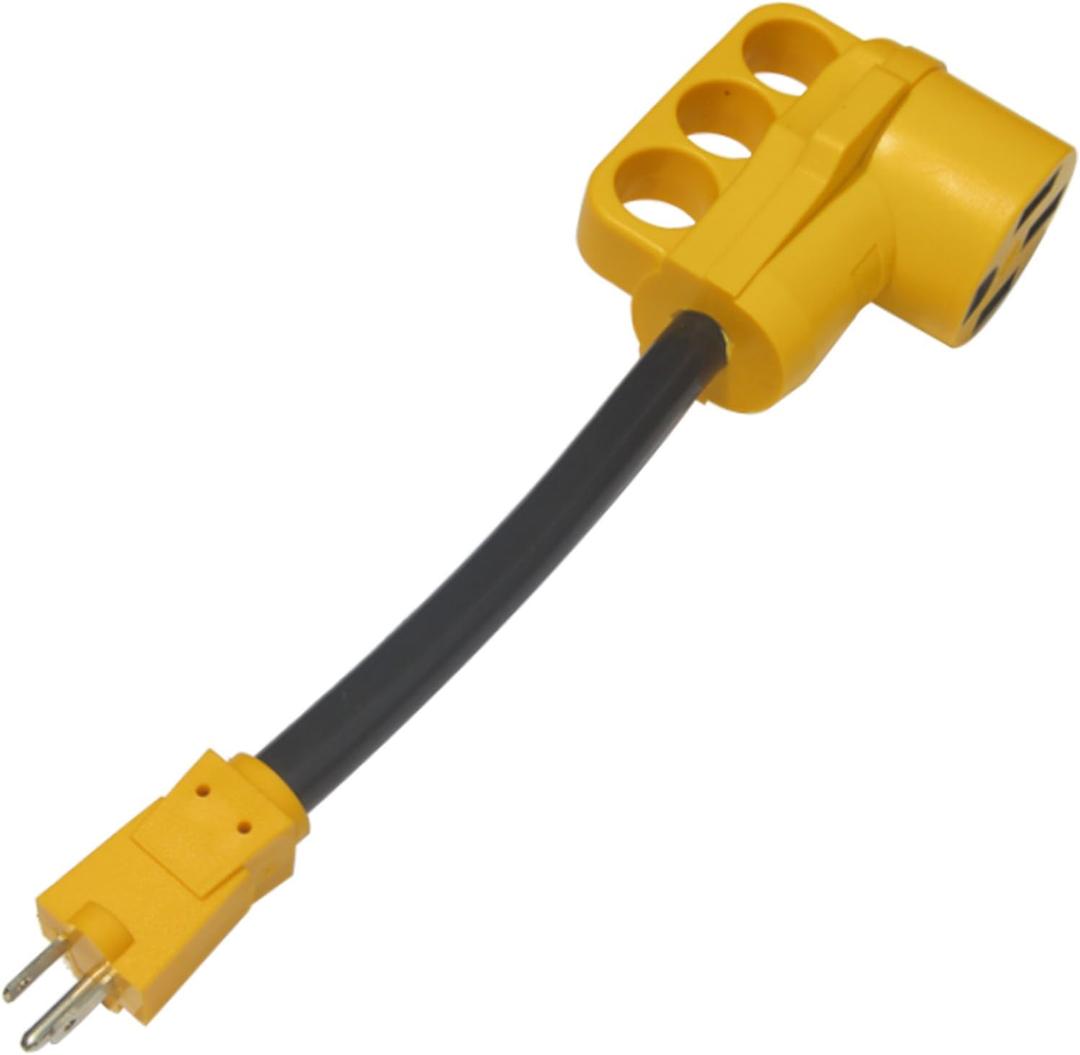 RV Electrical Power Adapter Cord-15A Male to 50A Female RV Power Cord 12inch 10/3 STW,NEMA 5-15P 15 Amp Plug to 14-50R 50 Amp Receptacle,Rated for 15A/125V,Not for EV Charger(CR1550)