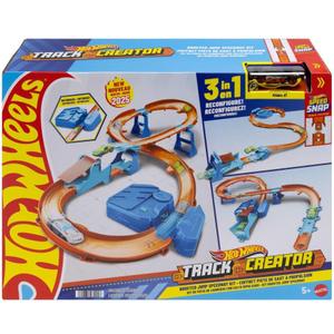 Hot Wheels Toy Car Track Set, Deluxe Building Box with Motorized Booster, 1:64 Scale Vehicle, Speed Snap Track, Boosted Jump Speedway