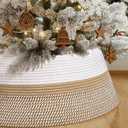 Christmas Tree Collar, 28 inch Cotton Rope Christmas Tree Collars for Artificial Trees, Boho Xmas Tree Skirt Collar Ring Base Cover for 7.5 ft, 9 ft, 12 ft Trees