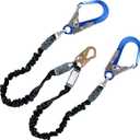 6ft Safety Lanyard Double Leg Internal Shock Absorbing Safety Fall Protection Lanyard with Rope Harness Safety Lanyard Dual Rebar & Snap Hook Roofer Fall Protection EquipmentAluminium Alloy