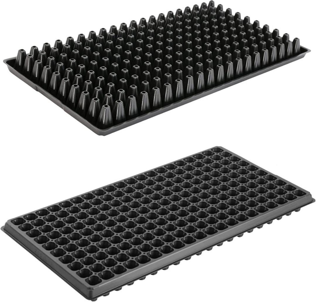 RooTrimmer 10 Pack 200 Cell Seed Starter Trays- Thick Durable Plastic Nursery Flats with Drainage Holes for Seedlings, Propagation, Seed Germination, Fits Shallow 1020 Trays