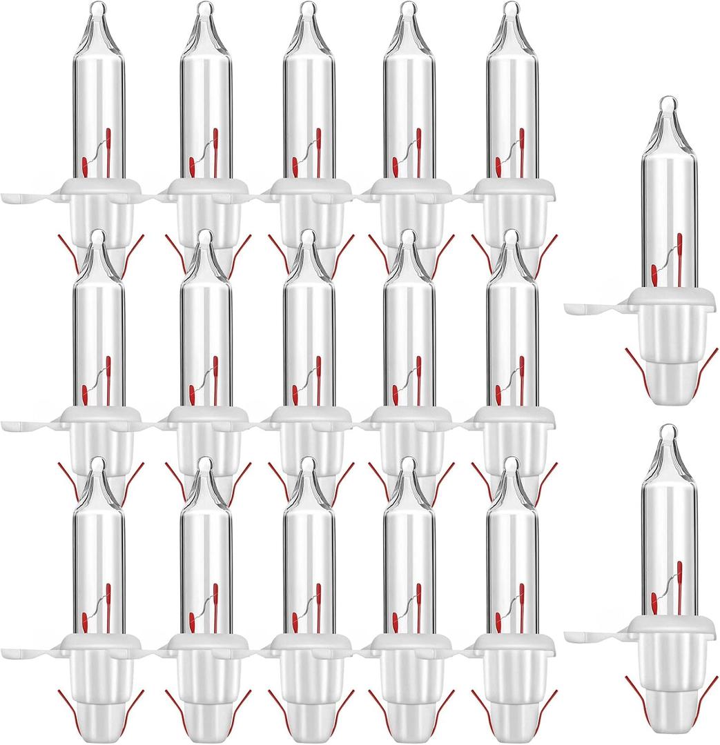 Mudder 200 Count Replacement Christmas Tree Light Bulbs 2.5v 0.425 Watt Mini Replacement Light Bulb Incandescent Wire String Lights Prelit Xmas Tree Decoration(White Base with Warm White Bulb)