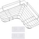 OWKAY Bathroom Shelf Without Drilling Iron Shower Shelves Shampoo Storage Rack Cosmetic Holder Wall Mounted Shower Organizer 04withstricker