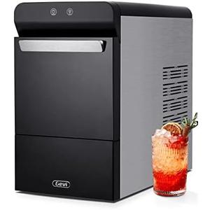 Gevi Household V2.0 Countertop Gemi Nugget Ice Maker Open and Pour Water Refill | Stainless Steel Housing | Fit Under Wall Cabinet | Black