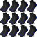 Bemeol Boy socks 12 Pairs kids Ankle Athletic Socks Low Cut Socks for Little Big Kids (10-14 Years, Black&blue)
