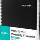 2 x WallDeca Academic Planner 2026-2027, Daily, Weekly & Monthly Planner, July 2026 - June 2027, Student Notes Pages, Twin-Wire Binding Day and Weekly Agenda for School & Work (8.5 x 11-Inches, Black)