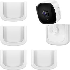 4 Pack No Drill Tapo Camera Mount, Strong Adhesive Durable Wall Mount Stand Fits for Tapo Security Camera C100,C110, Easy Installation Window Mount Camera Brackets fits for TP Link Camera, White